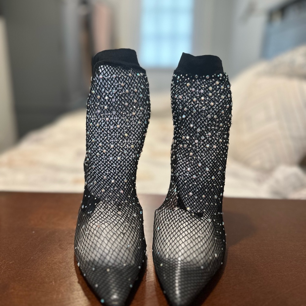 Black Glitter Heeled Boots